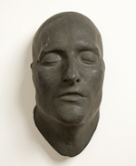 Plater mask of face and neck of Napoleon with closed eyes and lips parted.