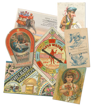 Selection of Late-19th Century Tradecards. Gift of William Helfand.