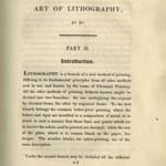 Alois Senefelder, “Introduction” to A Complete Course of Lithography: To which is Prefixed a History of Lithography, from Its Origin to the Present Time (London: R. Ackerman, 1819). Courtesy of the Temple University Libraries, Rare Books and Manuscripts Collection. 