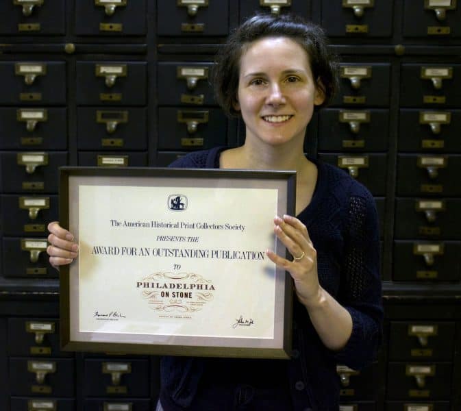 Associate Curator Erika Piola with the 2012 Ewell L. Newman Book Award.