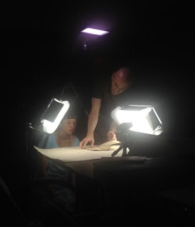 Nicole Joniec assisting Rick Feist with document photography.