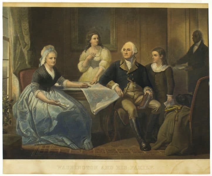 William Sartain after Christian Schussele. Washington and His Family (Philadelphia: Bradley & Co., 1864). Hand-colored mezzotint (proof copy). Purchased with funds from the Davida T. Deutsch Women’s History Fund.