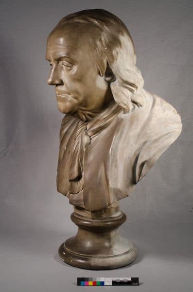 Jean-Jacques Caffieri (1725-1792). Benjamin Franklin, ca. 1779-1784. Plaster. Gift of Walter Franklin, 1805.