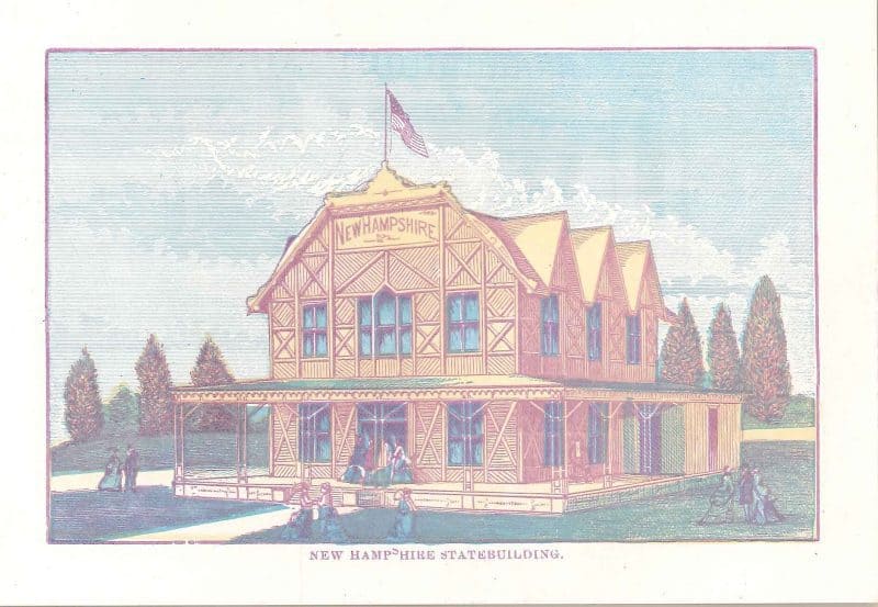 Print depicting the New Hampshire State Building in pastel colors.