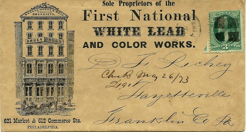 First National White Lead and Color Works philatelic cover, 1873. Collection of Dr. Gus Spector.