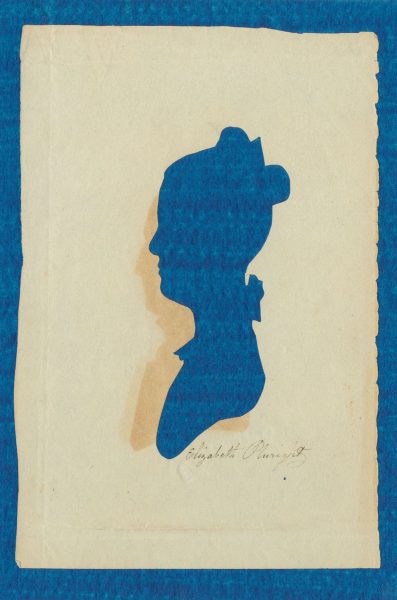 Hand-cut silhouette of a woman.