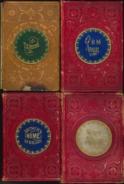 Bindings with paper onlay titles, 1856-1858.