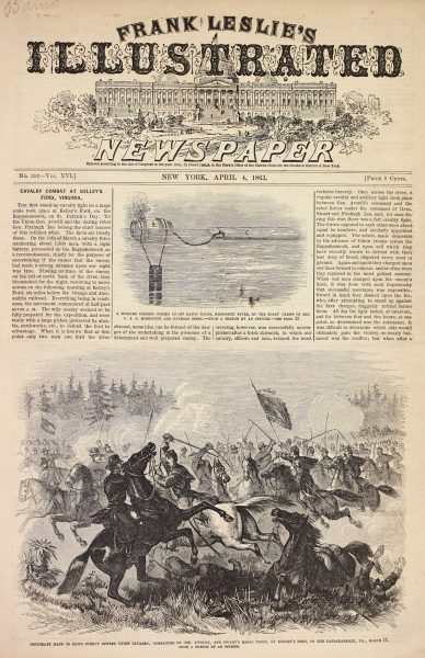 Depicts the front page of Leslie's Illustrated Newspaper.
