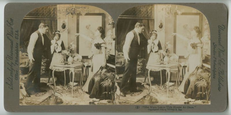 William Rau. “She Must Leave This House At Once,” albumen print stereograph, 1902. The Library Company of Philadelphia.