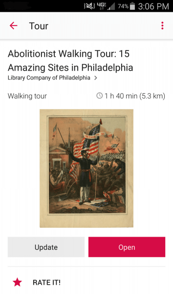 Screenshot of the Abolitionist Walking Tour