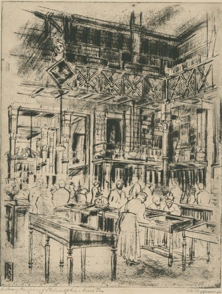 M. Nefferdorf, Library Company of Philadelphia--Last Tea, Sketch, New Jersey: November 28, 1939.