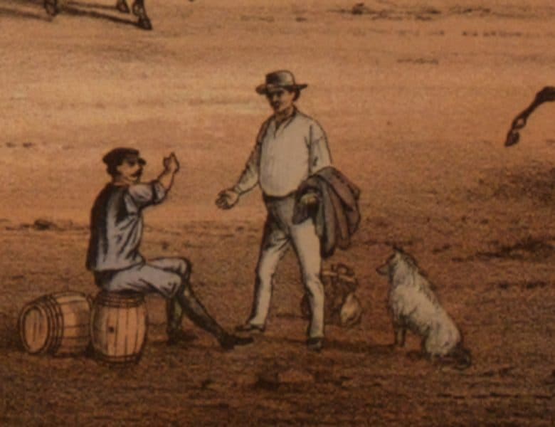 Detail depicting the probable job seeker soliciting a worker on break.
