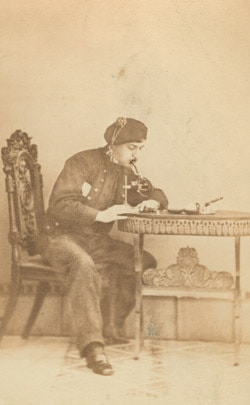 Still displaying his fondness for costumes and props, Persifor sat for a cdv in the late 1860s while in Freiburg, Germany studying mineralogy.