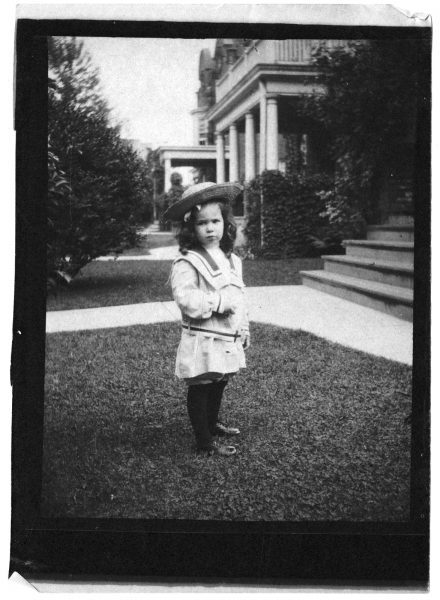 Marriott Morris Jr., in 1903 outside his home on Cresheim Road in the Mt. Airy neighborhood. He is wearing a skirted sailor suit, long hair, stockings and a wide brimmed hat. Marriott Morris Jr., in 1903 outside his home on Cresheim Road in the Mt. Airy neighborhood. He is wearing a skirted sailor suit, long hair, stockings and a wide brimmed hat.