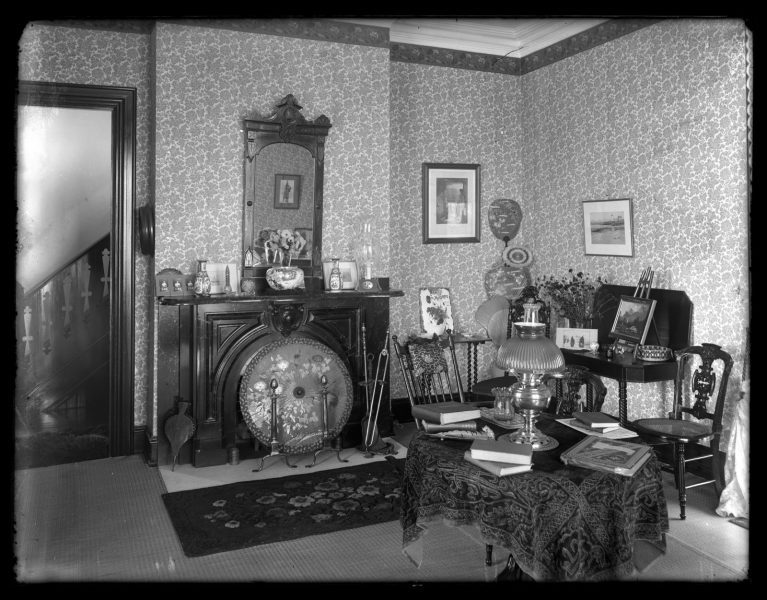 Marriott C. Morris, [View of Victorian decorated parlor, possibly Avocado at Sea Girt], ca. 1900.