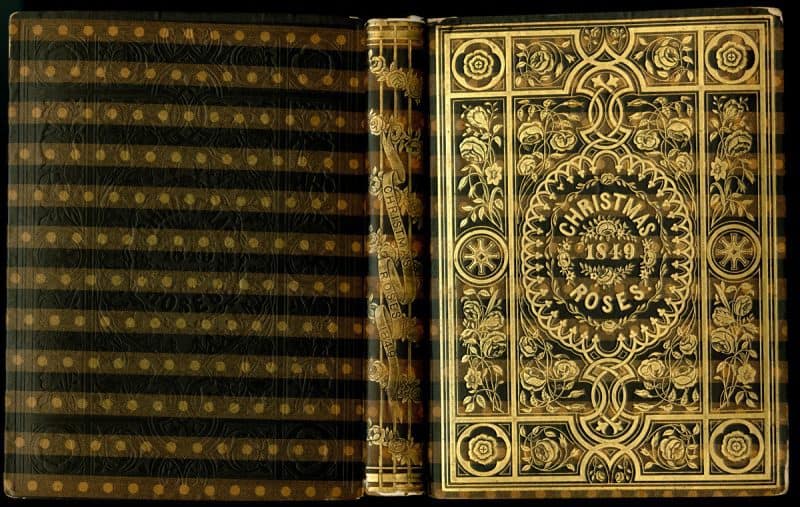 A particularly ornate Bradley-bound book using my favorite of Bradley's bookcloths. This binding features gold blocking on the front cover and spine, and blind blocking on the back cover.
