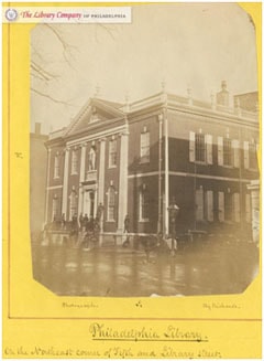 Philadelphia Library. On the northeast corner of Fifth and Library street. / Photograph by Richards