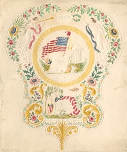 The Ladies Memorial to the Brave Defenders of this Glorious Union (Philadelphia: C.Y. Haynes, ca. 1862). Embossed fan.