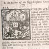 Detail of print article with illustration of ship, figure on horseback, angel, and capital H inside decorative border.