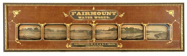 Thomas P. and David C. Collins. Panoramic View of Fairmount Water Works. Six half-plate daguerreotypes. Philadelphia, ca. 1846. On loan from the Museum Collections of The Franklin Institute, Inc., Philadelphia, Pa.