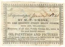 Montgomery P. Simons Studio Label, 1846. Reproduction.