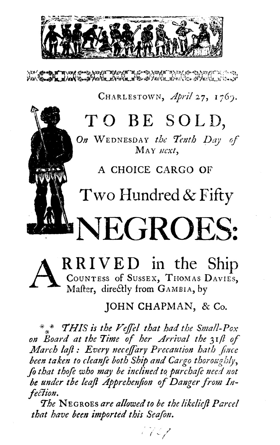 a poster advertising the sale of slaves