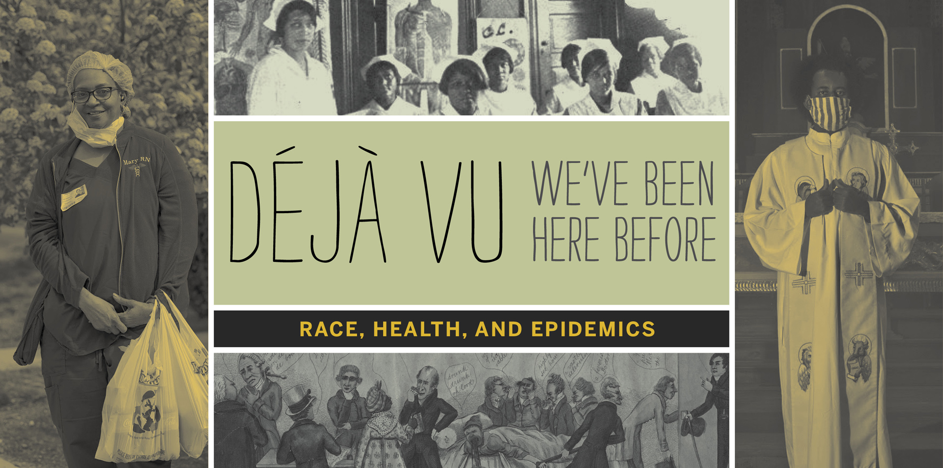a collage of images of healthworkers from history