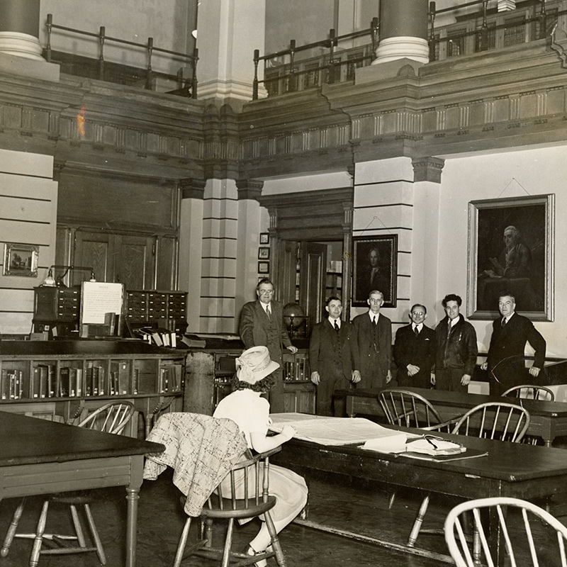 Woman Researcher in Ridgway Building Reading Room, 1930s.