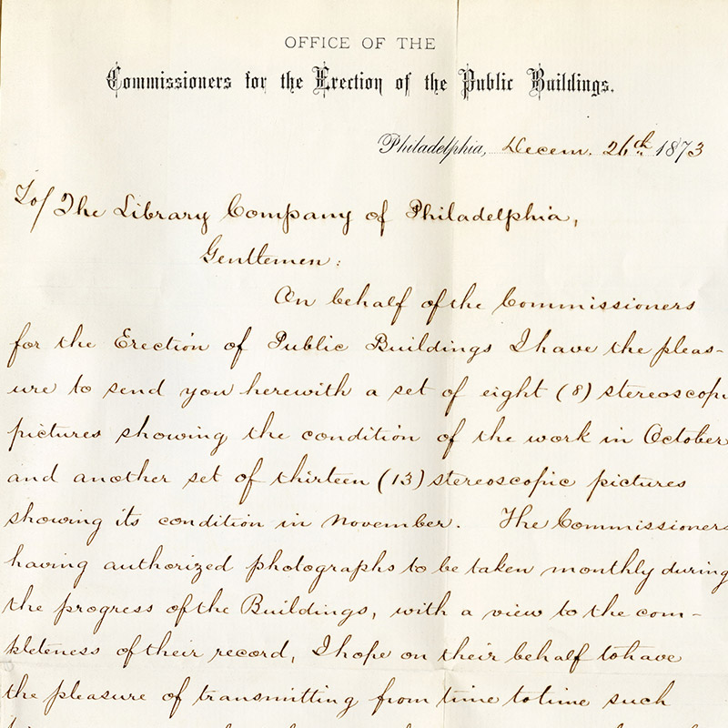 Letter with printed header and writing in cursive.