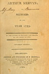[Charles Brockden Brown.] Arthur Mervyn; or, Memoirs of the Year 1793. (Philadelphia, 1799).