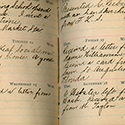 A diary with dates and short, handwritten entries
