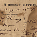 A marriage certificate with signatures