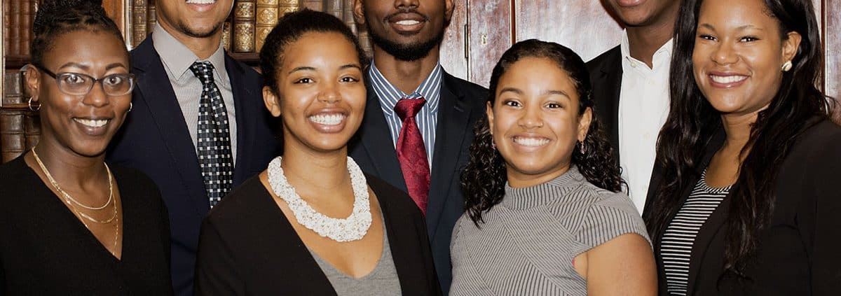 2017 Mellon Scholars. Back left to right: Andrew Aldridge, Nafeece Beeks, and Amos Tarley. Front left to right: Ashley Council, Camara Brown, Lucero Smith, and Abi Bernard