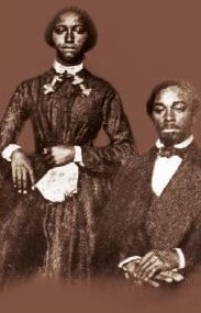 Reproduction of a daguerreotype portrait of Frank J. Webb and his wife Mary E. Webb. The original is at the Harriet Beecher Stowe Center in Harford, Connecticut.
