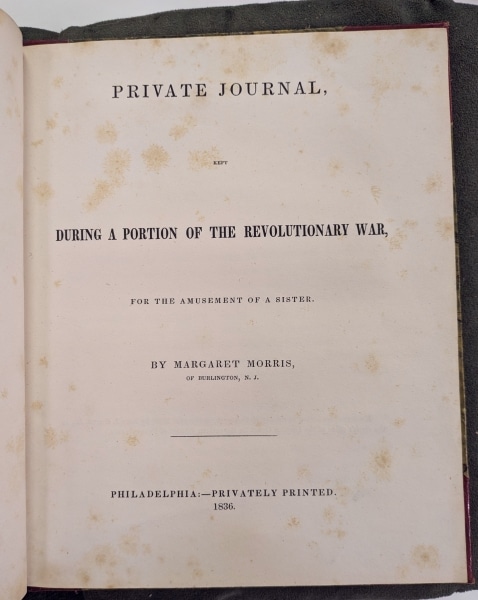 Photograph of title page of Margaret Morris journal