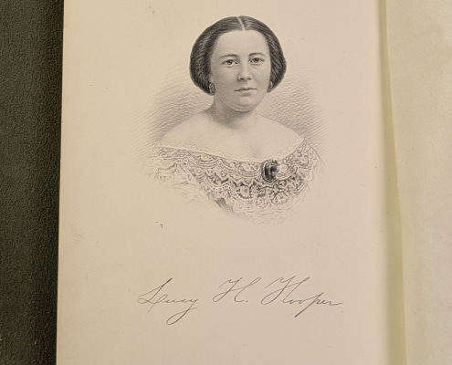 Photograph of portrait of Lucy Hooper used as frontispiece in her 1871 volume of poetry