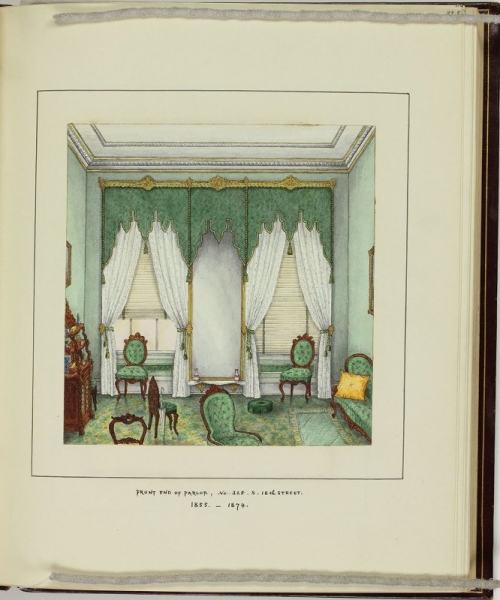 George Albert Lewis, “Front End Parlor,” in Memories of the Homes of Grandma Lewis, 1896. Watercolor, Library Company of Philadelphia, P.9829.2.
