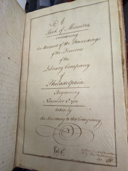 Photograph of title page from Directors minutes volume 1