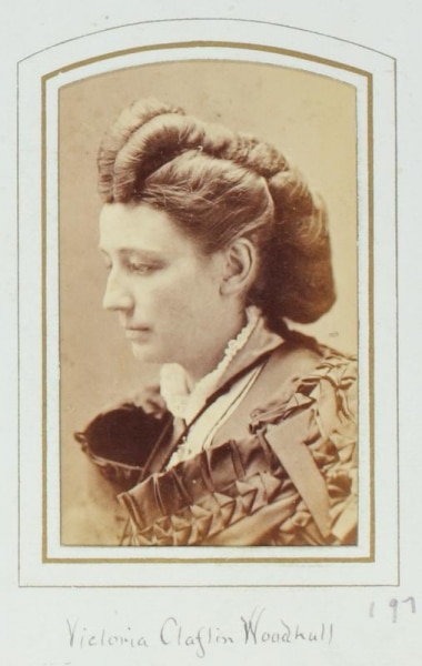 Carte-de-visite portrait of Victoria Woodhull.