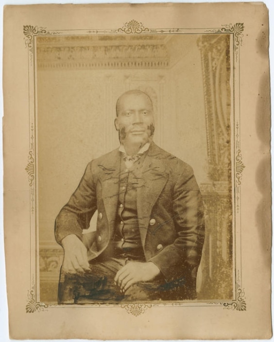 [Unidentified African American Man], ca. 1875. Albumen mounted on cardboard.
