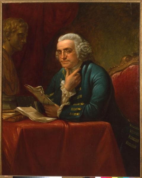 Portrait of Benjamin Franklin by James Reid Lambdin ca. 1880