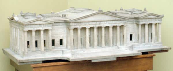 Photograph of front facade of three-dimensional model of Ridgway Building