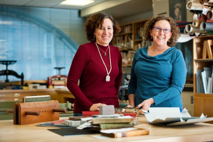 Conservation Department Andrea Krupp and Alice Austin, Conservators, in the McLean Conservation Center.