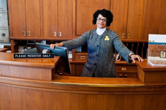 Front Desk Registration Charlene Knight, Visitor Services Coordinator.