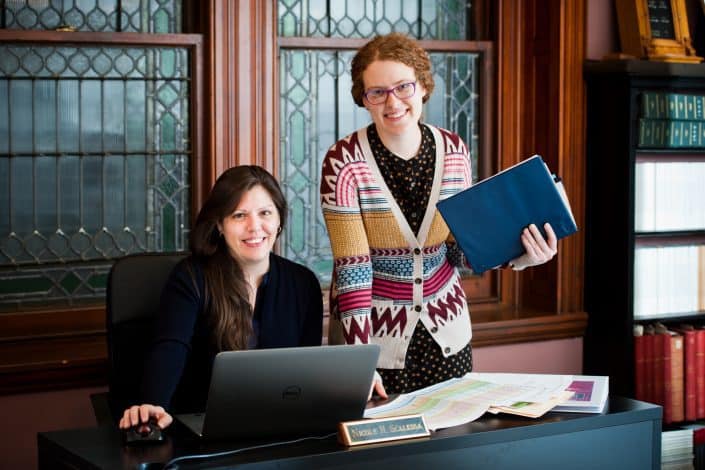 IT Department Nicole H. Scalessa, IT Manager & Digital Humanities Coordinator with Ann McShane, Digital Collections Project Assistant.