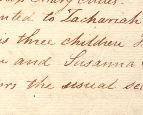 Photograph of May 8, 1806 minutes showing Zachariah Poulson given leave to purchase three shares for his children