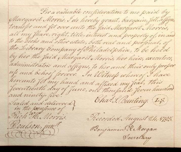 Photograph of share transcription entry in share book