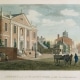 Color engraving of the Library Company of Philadelphia's 1791 building on 5th and Library Streets