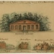 Illustration of exterior of Loganian Library with smaller inset sketches of other buildings at edge of page