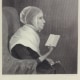 Lithograph portrait of Margaret Morris sitting in a chair holding a book